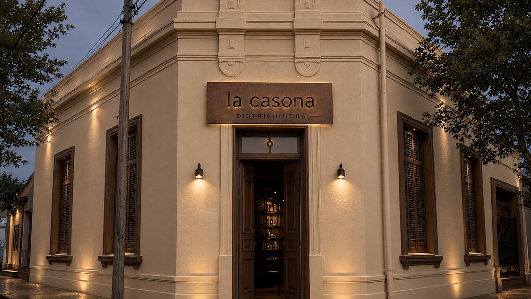 Fachada de La Casona Distribuidora en San Jerónimo Norte, Santa Fe